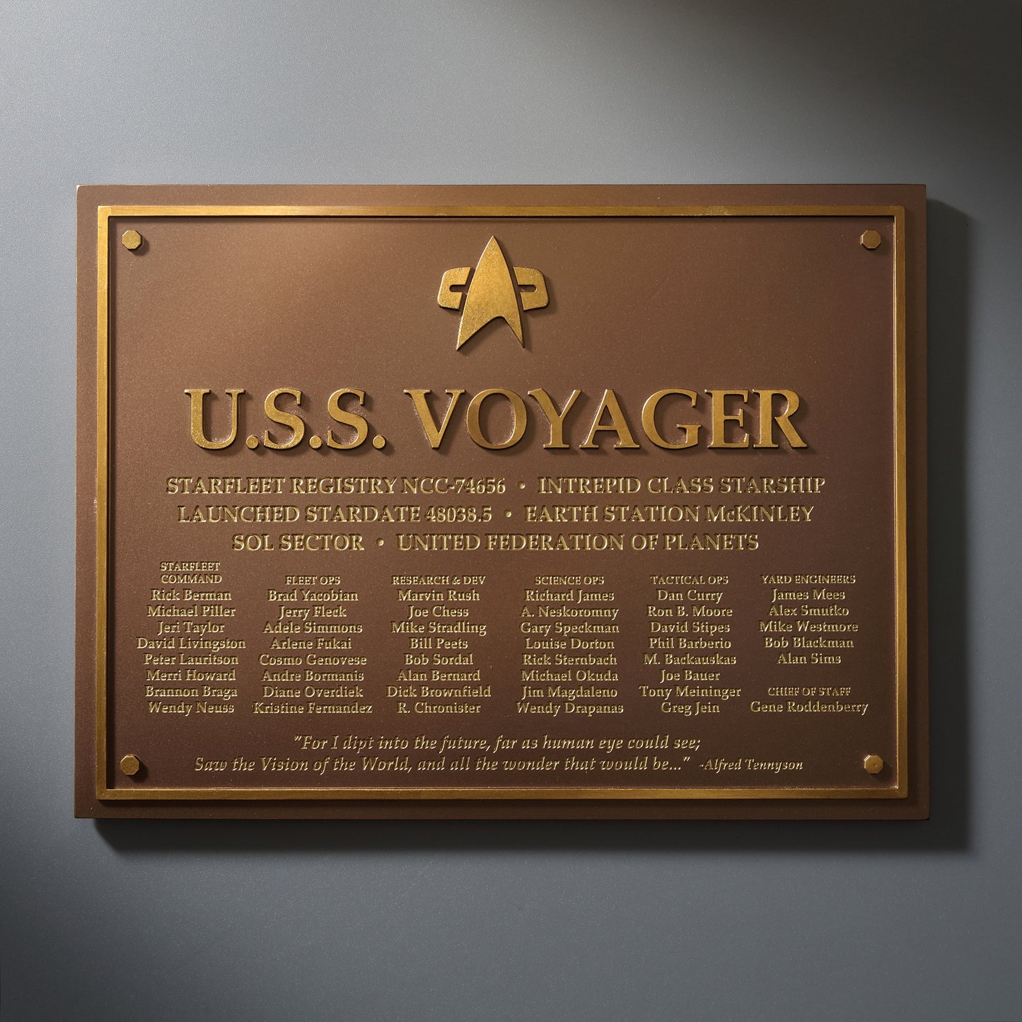 U.S.S. Voyager NCC-74656 Dedication Plaque (full size)